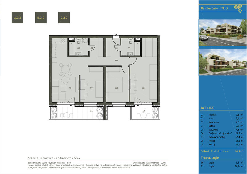 Nabízíme prodej bytu v novostavbě vilového domu 4KK s terasou a lodžií