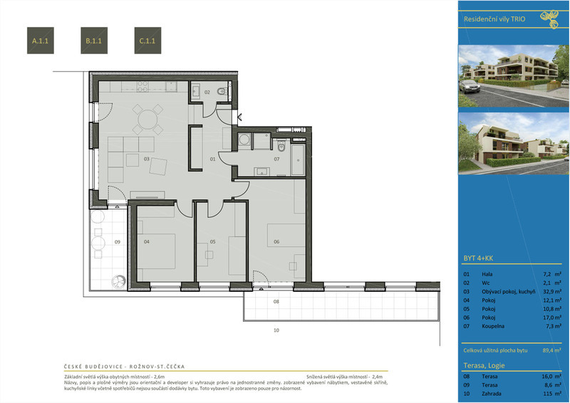 Nabízíme k prodeji byt v novostavbě vilového domu 4KK se zahradou a 2x terasa